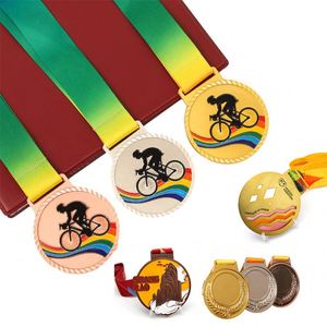 Grande médaille d'or en métal de sport faite sur commande de vente chaude avec le ruban - Product Image 6