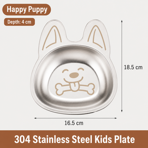 Assiette pour enfants en acier inoxydable 304, forme d'animal de dessin animé mignon, vaisselle pour enfants - Product Image 2