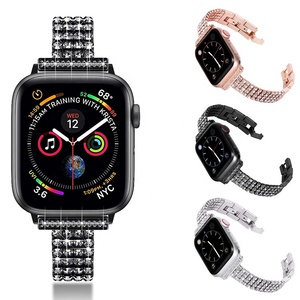 Para <span class=keywords><strong>Applewatch</strong></span> Band 38mm 40mm 41mm 42mm 44mm 45mm tamaño Rhinestone Metal joyería pulsera Correa con Bling Diamond Band - Product Image 5