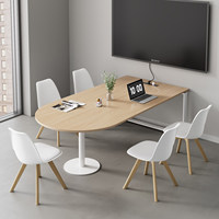 Table de conférence moderne en bois, longue table de travail, combinaison bureau-chaise pour 4 personnes, design simple, pour salle de réunion, formation et négociation