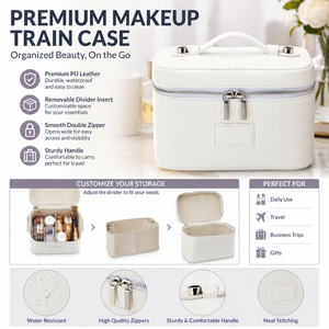 <b>Travel</b> Women Beauty Bag Organizer Dividers Custom Logo Large Durable Waterproof Pu Leather Portable Cosmetic <b>Makeup</b> Vanity <b>Case</b> - Product Image 1