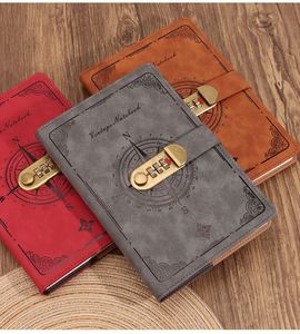 Wholesale Customized PU Leather Loose Leaf Notebook with Password <b>Lock</b> Embossed Logo Office Gift Planning <b>Diary</b> - Product Image 3