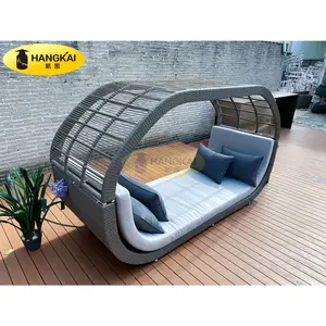 Poolside Patio All Weather Lounger PE Rattan Square Outdoor Day Bed