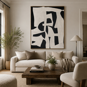 Textured Abstract Wall Art Forms in Contrast Minimalist Handmade <b>Canvas</b> Painting <b>for</b> Luxury Living Room Home Decor Large Size - Product Image 2
