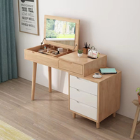 Nouvelle commode de rangement moderne en bois massif chinois avec miroir rabattable et tiroir pour chambre à coucher