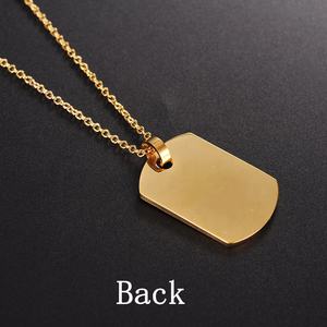 Collier en acier inoxydable rempli d'or, breloque vierge, gravure personnalisée, texte, pendentif rectangle uni, collier pour femmes et hommes, bijoux - Product Image 5