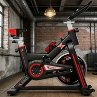 PINJIAN Vélo de contrôle ultra silencieux avec écran LCD, moniteur de fréquence cardiaque, support tablette, résistant à la transpiration, cadre en acier, magnétique