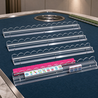 Support et poussoir transparents en acrylique pour tuiles de Mahjong, lot de 4, support de tuiles à bords festonnés pour soirée de jeu, accessoires de table de Mahjong