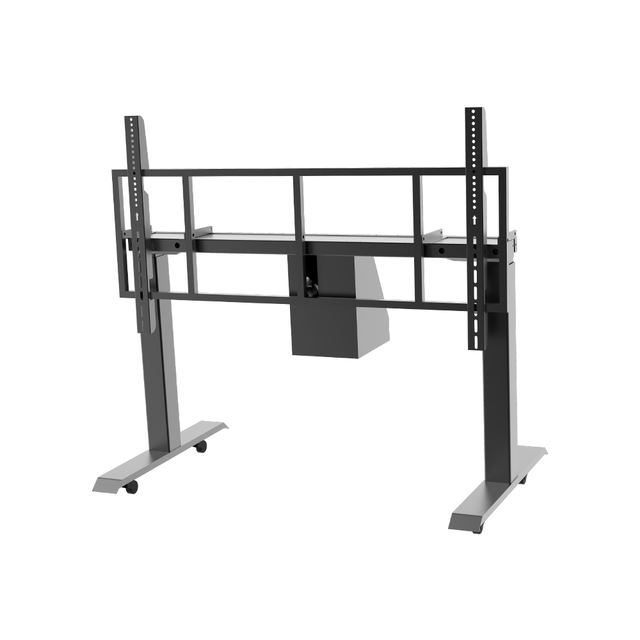 Motorized TV Stand Height Adjustable Floor Mount with Locking Casters 15 Degrees Tilted Design 800*600CM VESA