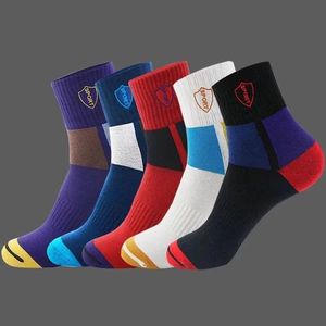 Men's Crew <b>Socks</b> Color-Blocked Shield Sweat-Absorbent Basketball Running Sport <b>Socks</b> Adult Regular Style - Product Image 1