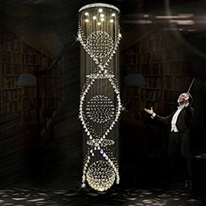 <span class=keywords><strong>Lustre</strong></span> en cristal K9 LED en acier chromé à double hélice en spirale <span class=keywords><strong>avec</strong></span> gouttes de pluie, diamètre 80 cm, hauteur 280 cm pour escalier - Product Image 6