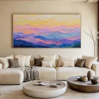 Peinture à l'huile abstraite texturée moderne de grande taille, faite à la main, avec un design personnalisé, représentant une montagne vif et colorée, pour la décoration murale de la maison, du bureau ou de l'hôtel