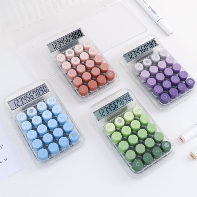 ANI AAA Battery Calendar Function Cute Gradient Button Style Transparent ABS Material 10-Digit Display Custom Logo Calculator