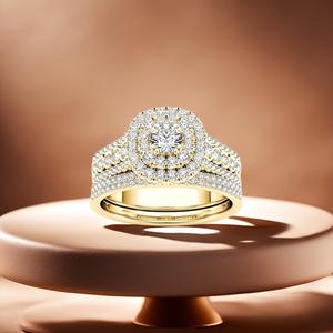 Valentinstag 2026 Modische Legierung Vergoldete Zirkon Versprechen-Ringe Set für Paare Liebhaber Ihn und Sie - Product Image 4