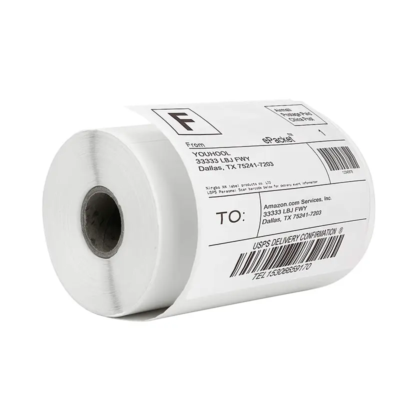 Continue Thermische Label Sticker 57X30Mm Terugspoelen Roll Wit Glanzend Printable Zelfklevende Barcode Roll