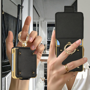 Funda Protectora de Pantalla de Cuero PU de Lujo con Anillo de Dedo de Diamantes, Funda Plegable Electrochapada para <span class=keywords><strong>Samsung</strong></span> Galaxy <span class=keywords><strong>Z</strong></span> Flip 7 - Product Image 3