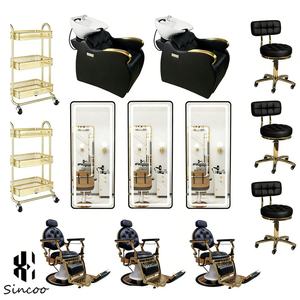 Luxury White Shampoo <b>Bed</b> Semi-reclining Shampoo Chair Hair Salon Mirrors Barber Chair Hair Salon Furniture Set for Barber Shop - Product Image 3