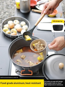 7.5L Large Capacity Outdoor Steaming & Boiling Integrated Pot, Dual-use Aluminum Alloy Portable <b>Camping</b> Cookware for Wild Cookin - Product Image 3