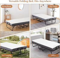 Lit pliant portable en gros avec matelas, lit pliant rapide en métal à roulettes pour invités, bureau, camping, OEM