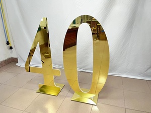Chiffres en acrylique Iangel pour anniversaire, grands chiffres autoportants découpés au laser, en acrylique miroir doré, 3ft 4ft, pour fêtes et mariages - Product Image 6