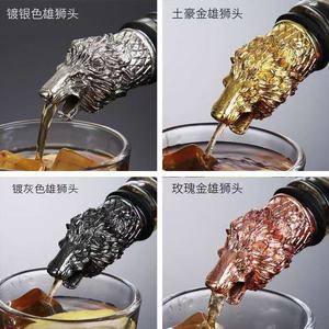 Vertedor de Vino Metálico al por Mayor, Tapón de Botella de Vino Retro con Cabeza de Ciervo, Vertedor de Botella de Aleación de Aluminio con Modelo 3D de Armadura de Ciervo - Product Image 5