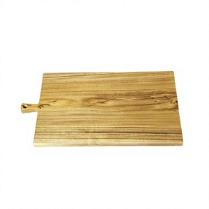 Planche à découper rectangulaire en bois avec poignée, motif de grain de bois naturel, bloc de découpe de cuisine fabriqué au Vietnam - Product Image 1