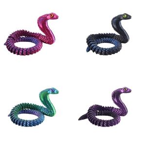Serpent Cobra Articulé Imprimé en 3D, Modèle Animal Flexible en PLA Soie, <span class=keywords><strong>Jouet</strong></span> Anti-Stress, Couleur Métallique, Décoration de Bureau, Cadeau - Product Image 1