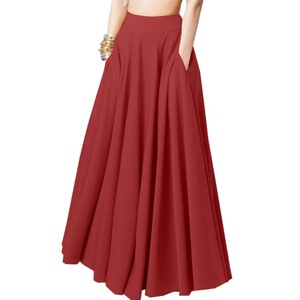 New Solid Color Wholesale <strong>Plus</strong> <strong>Size</strong> Women Casual Long Maxi <strong>Skirt</strong> Elastic Waist Stretch High Waist Women's Pleated <strong>Skirt</strong> - Product Image 3