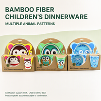 Ensemble de vaisselle pour bébés et enfants, assiettes et bols en fibre de bambou personnalisés avec des dessins animés, assiette et vaisselle pour bébé, sans BPA