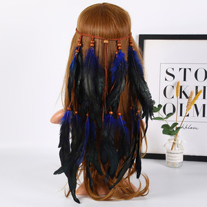 <span class=keywords><strong>Diadema</strong></span> de <span class=keywords><strong>plumas</strong></span> tejida India Estilo étnico Hippie <span class=keywords><strong>Diadema</strong></span> de <span class=keywords><strong>plumas</strong></span> con cuentas Hippie Tocados - Product Image 5