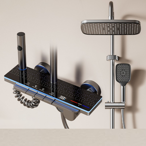 Nouvelle arrivée 2025 Ensemble de <span class=keywords><strong>douche</strong></span> à effet <span class=keywords><strong>pluie</strong></span> à poignée unique avec <span class=keywords><strong>ciel</strong></span> étoilé brossé avec noyau de valve en céramique et jet doux Affichage numérique - Product Image 1