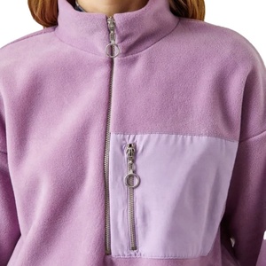 Chaqueta de Forro Polar con Cierre de Cremallera de Invierno Personalizada al por Mayor, Chaquetas de Forro Polar con Media Cremallera, Suéter Tipo Pullover, Chaqueta para Mujer - Product Image 6