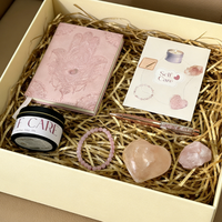 Coffret Cadeau Bien-être C&H : Bougie de Guérison aux Cristaux, Carnet, Stylo et Bracelet pour l'Autosoins, le Stress et l'Anxiété