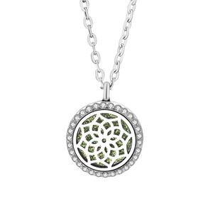 Diamond Round Life Tree Aromatherapy Perfume <b>Essential</b> <b>Oil</b> <b>Diffuser</b> Pendant Necklace - Product Image 5