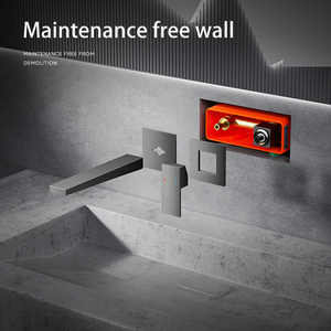 <span class=keywords><strong>BTO</strong></span> Grifo montado en la pared oculto, todo cobre, pistola minimalista, gris, agua fría y caliente, grifo de lavabo oculto incrustado - Product Image 3
