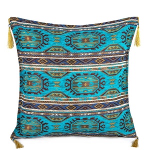 Alfombra Kilim azul turquesa, tela de chenilla turca, funda de cojín, almohada - Product Image 1