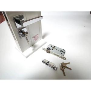 Ensemble de poignée de porte et de serrure en aluminium chromé argenté sur mesure pour portail, fabriqué en usine, quincaillerie intérieure - Product Image 4