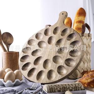 Bandeja para huevos de madera maciza de acacia, redonda, de 40 cm, para servir en la cocina - Product Image 3