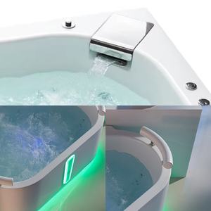 工場卸売 三角形 アクリル製 ホットタブ ウォーターフォール付き 据え置き型バスタブ 照明 マッサージジェット 及び マッサージバブル機能付き - Product Image 5