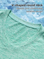 Camiseta de Yoga con Cuello en V de Secado Rápido, Poliéster y Algodón, Corte Holgado, Manga Corta, Transpirable, Lisa, para Mujer, Gimnasio, Fitness, Ejercicio, Ropa Deportiva
