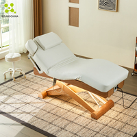 Table de massage électrique chauffante professionnelle en bois réglable, lit de beauté, équipement de spa pour thérapie faciale, salon d'extension de cils
