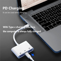 3 en 1 USB C/8pin a USB OTG Lector de tarjetas Unidad Flash con puerto de carga Conecte el disco U/Ratón/Teclado para adaptador de teléfono tipo C