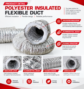Tubo Flexible de Aluminio para Conductos, Redondo, 10 Metros de Longitud, Aislamiento para Ventilación HVAC y Aire Acondicionado - Product Image 5