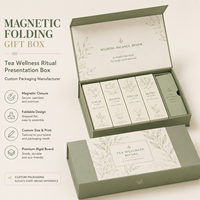 Boîte pliante à fermeture magnétique au toucher doux pour le thé, boîte de présentation pour les rituels de bien-être, emballage rigide écologique et durable