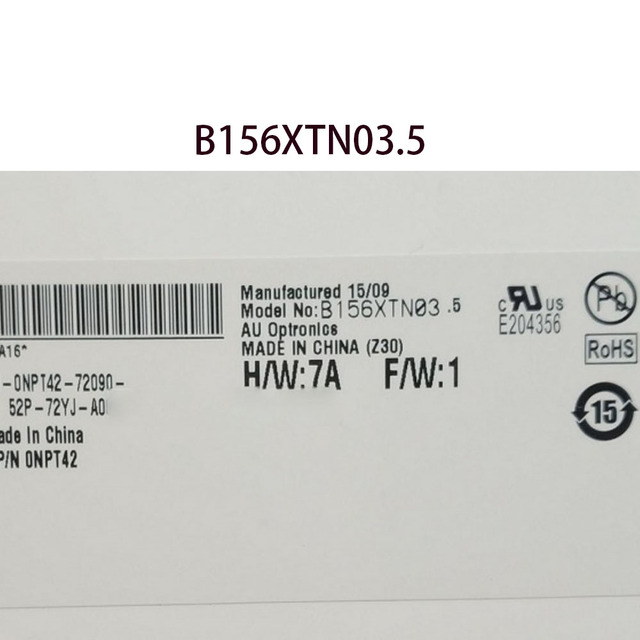 15.6" 1366x768 16:9 New Industrial LCD Laptop Screen B156XTN03.5 No-Touch Screen Panel EDP 30-Pin HDR Laptop Replacement Part