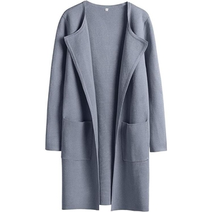 Nuevo Cárdigan de Mujer, Cómodo, Transpirable, Largo, Tejido en Algodón/Poliéster, Color Sólido, Casual, con Solapa, a la Moda - Product Image 3