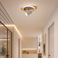 Plafonnier moderne minimaliste en bois naturel électro-argenté, salon, chambre, couloir, plafonnier mural LED à intensité variable
