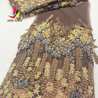 French Lace Fabrics for Dress, African Beaded Tulle