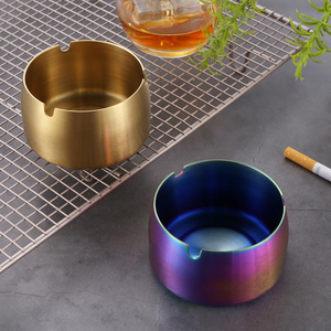 Wholesale Portable Cheap Gold Metal <b>Ashtray</b> Smoking Cigar <b>Ashtray</b> Stainless Steel <b>Ashtray</b> With Windproof - Product Image 3