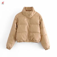 Vestes bomber d'hiver pour femmes, en coton rembourré, à la mode, couleur unie, réversibles, imperméables, en cuir PU, avec fermeture éclair épaisse